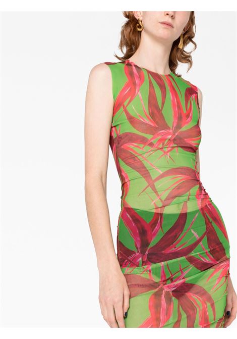 Multicolored botanical-print asymmetric dress - women LOUISA BALLOU | 1141204010